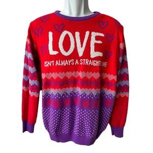 Hulu Love Victor LOVE ISNT ALWAYS A STRAIGHT LINE LGBTQIA Pride Sweater Sz Med